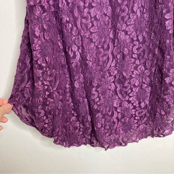 Vintage Cinema Etoile Purple Lace Nightie Nightgown Slip Chemise Large - Picture 4 of 10